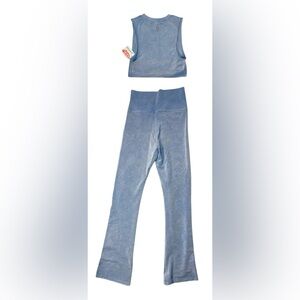 New FREE PEOPLE SET Go To Smooth Straight Leg Pant & Crop Muscle Tank XS/Small